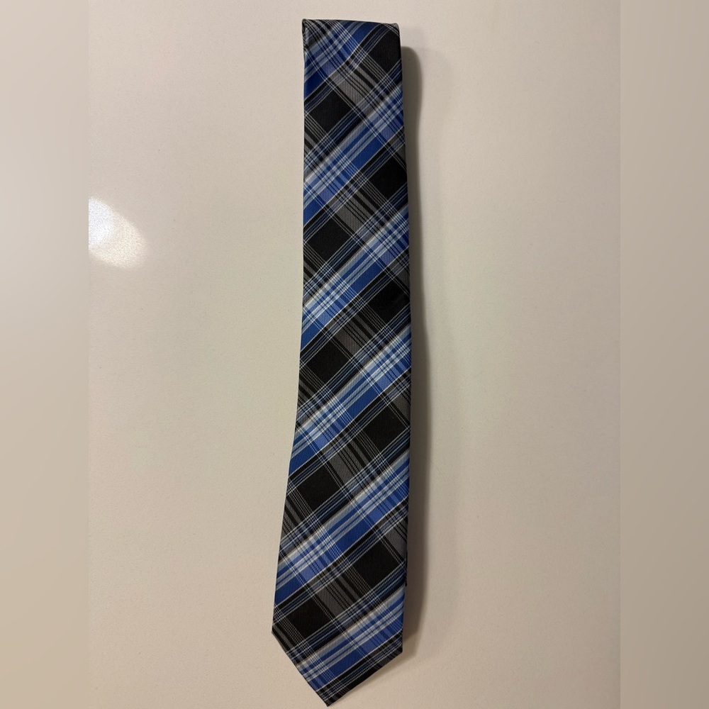 Classic Blue and Black Plaid Tie